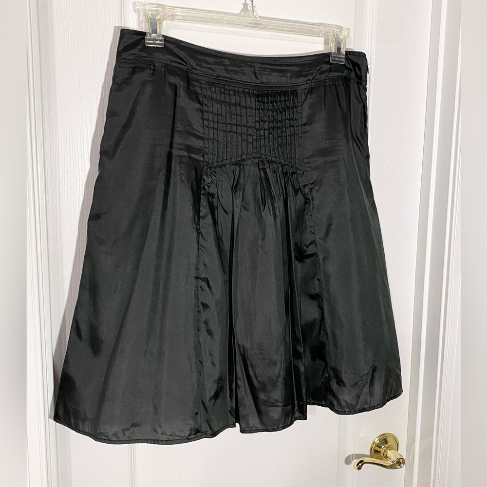 Y2K Chaudry KC Pintuck Front A-Line Skirt Silky Black Large